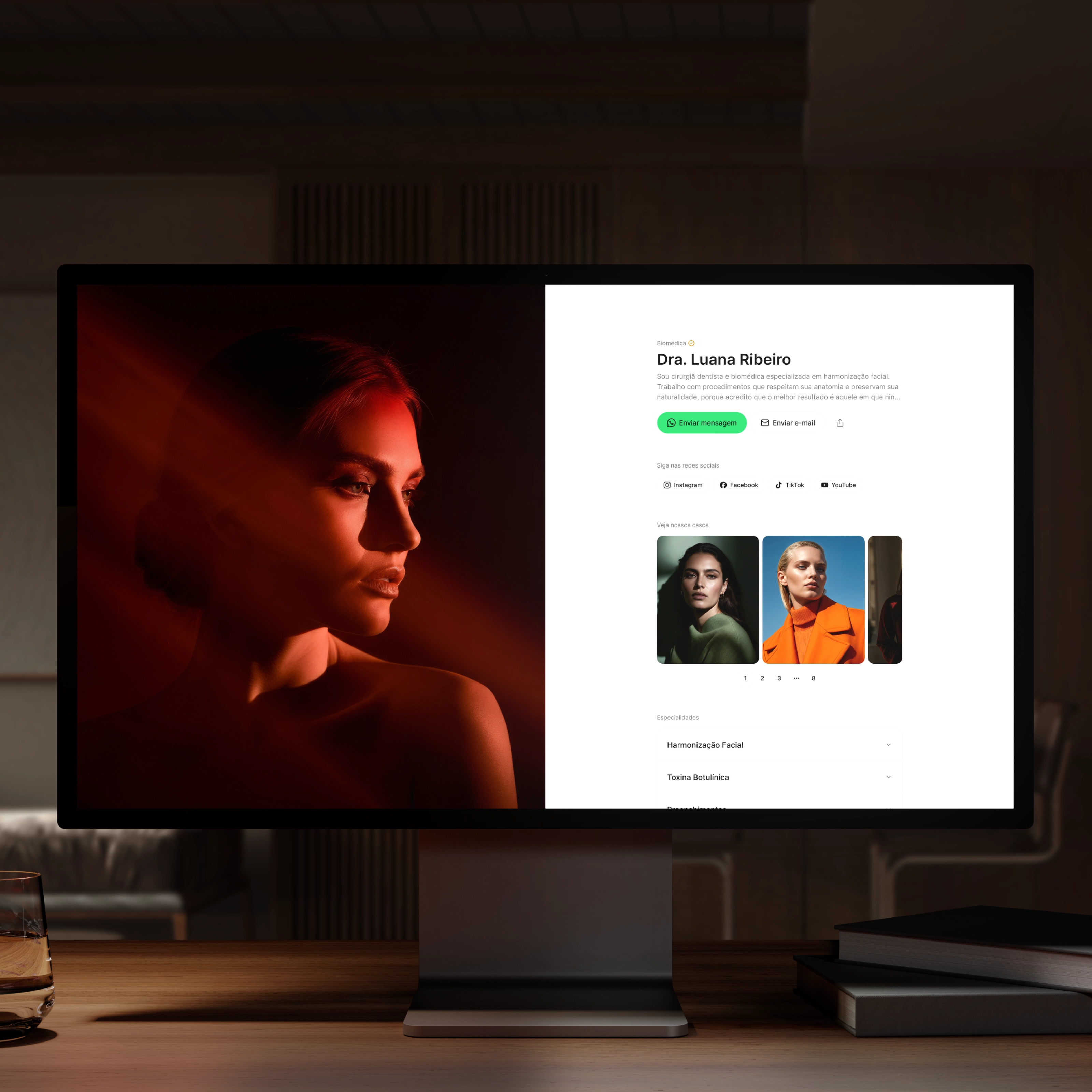 Imagem de um monitor com site da Plinfy de um usuário